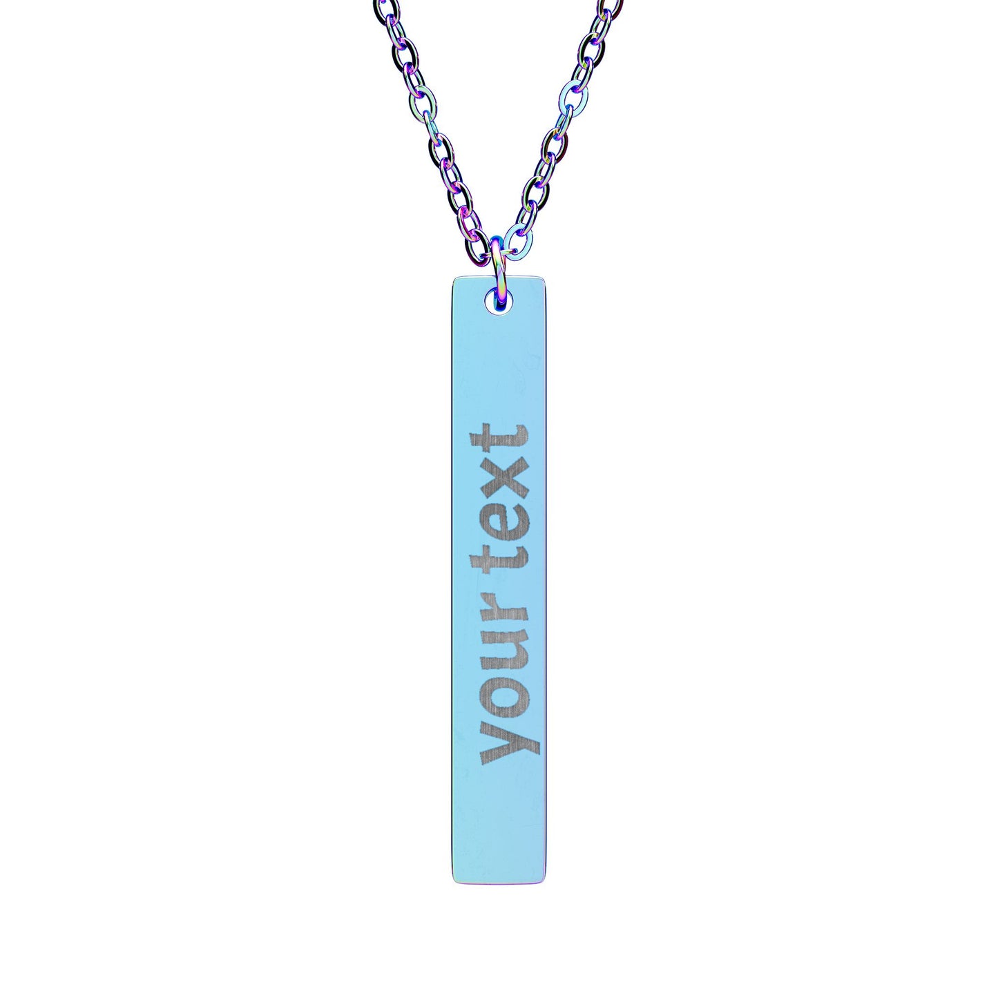 Engravable Vertical Bar Necklace — Personalized Name or Message Pendant