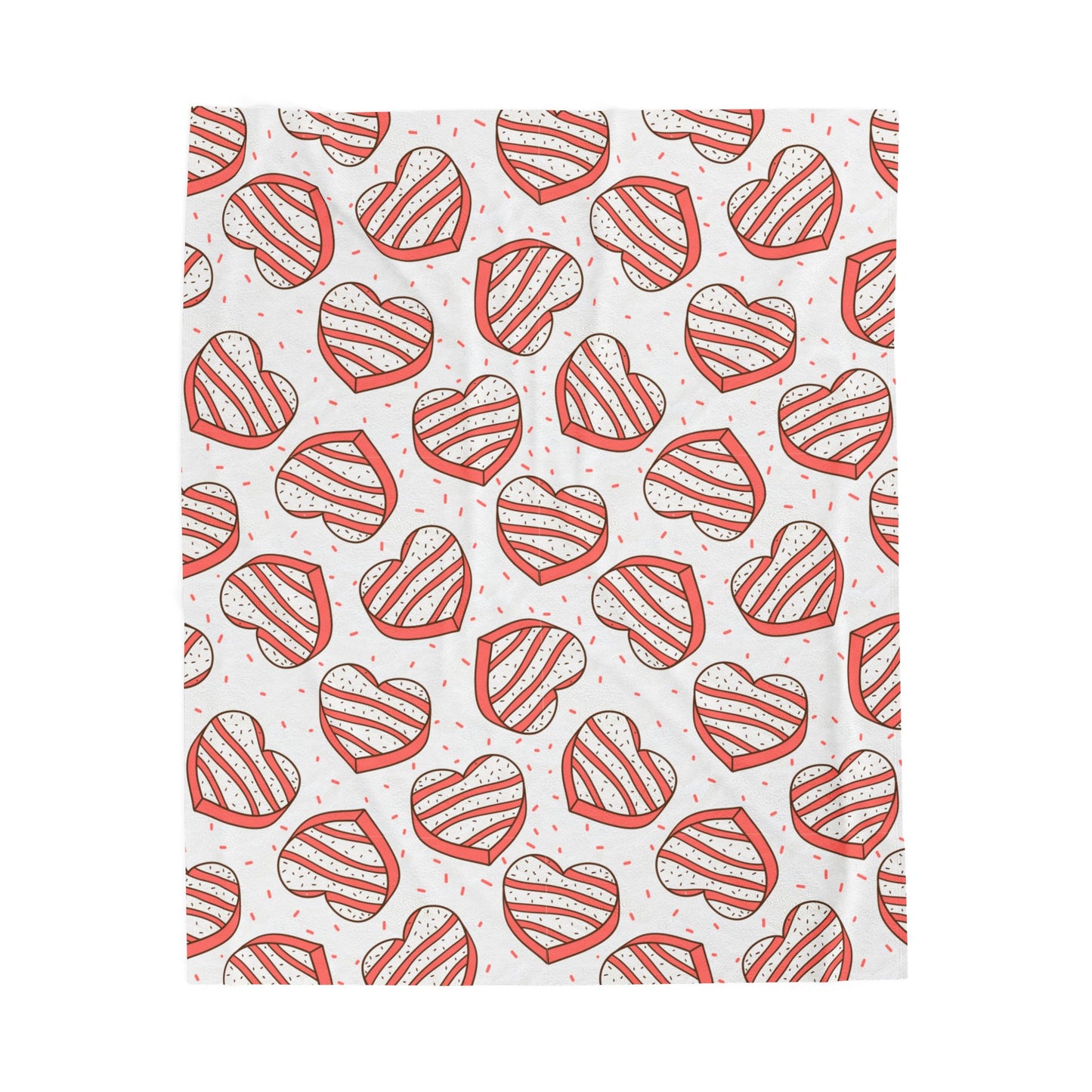 Valentine Stripe Heart Velveteen Plush Blanket — Cozy Red Heart Pattern Throw