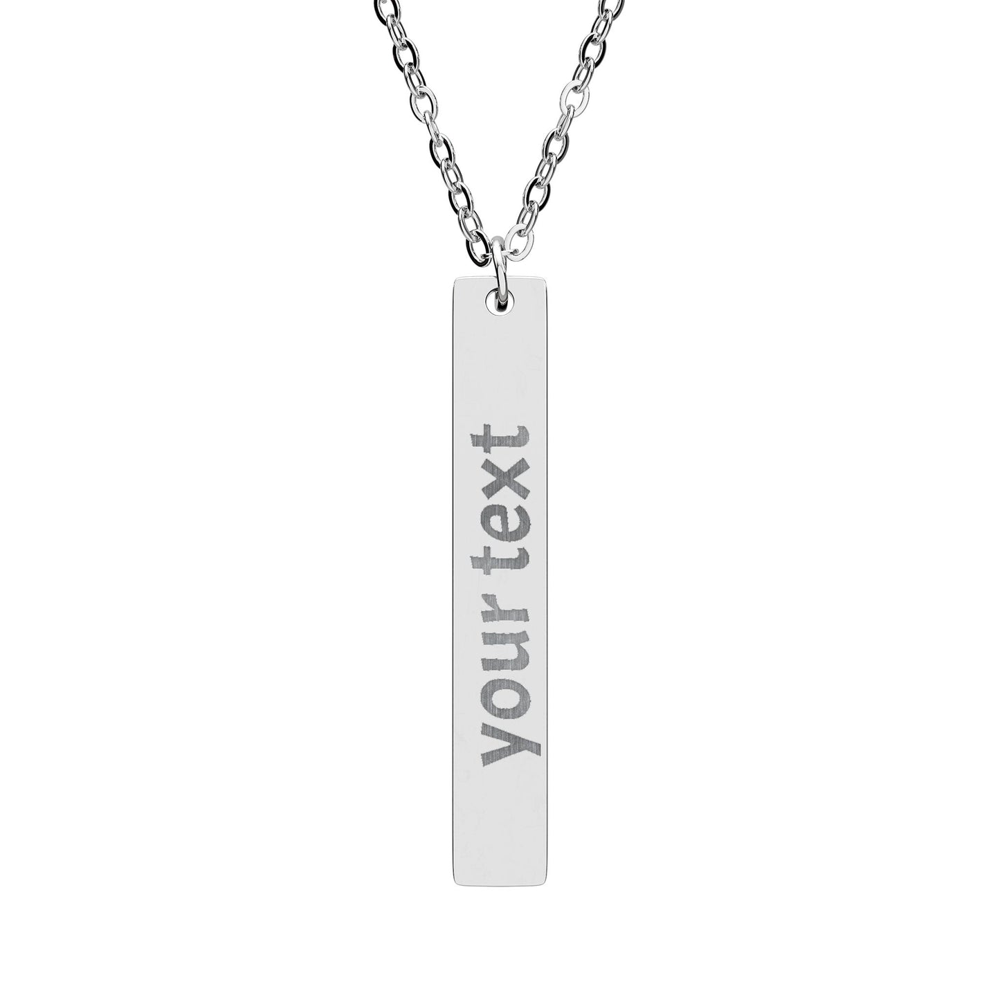 Engravable Vertical Bar Necklace — Personalized Name or Message Pendant