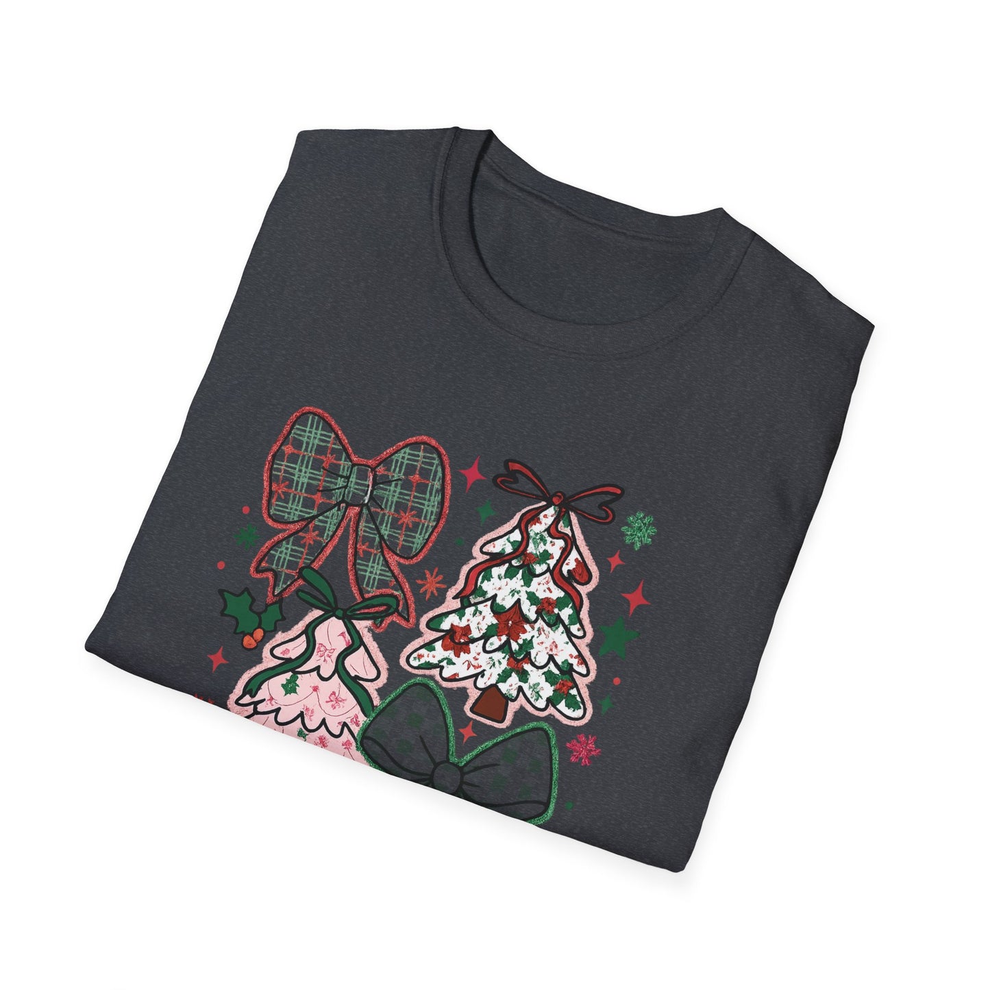 Christmas Tree Trio T-Shirt — Pink & Green Holiday Gift Tee