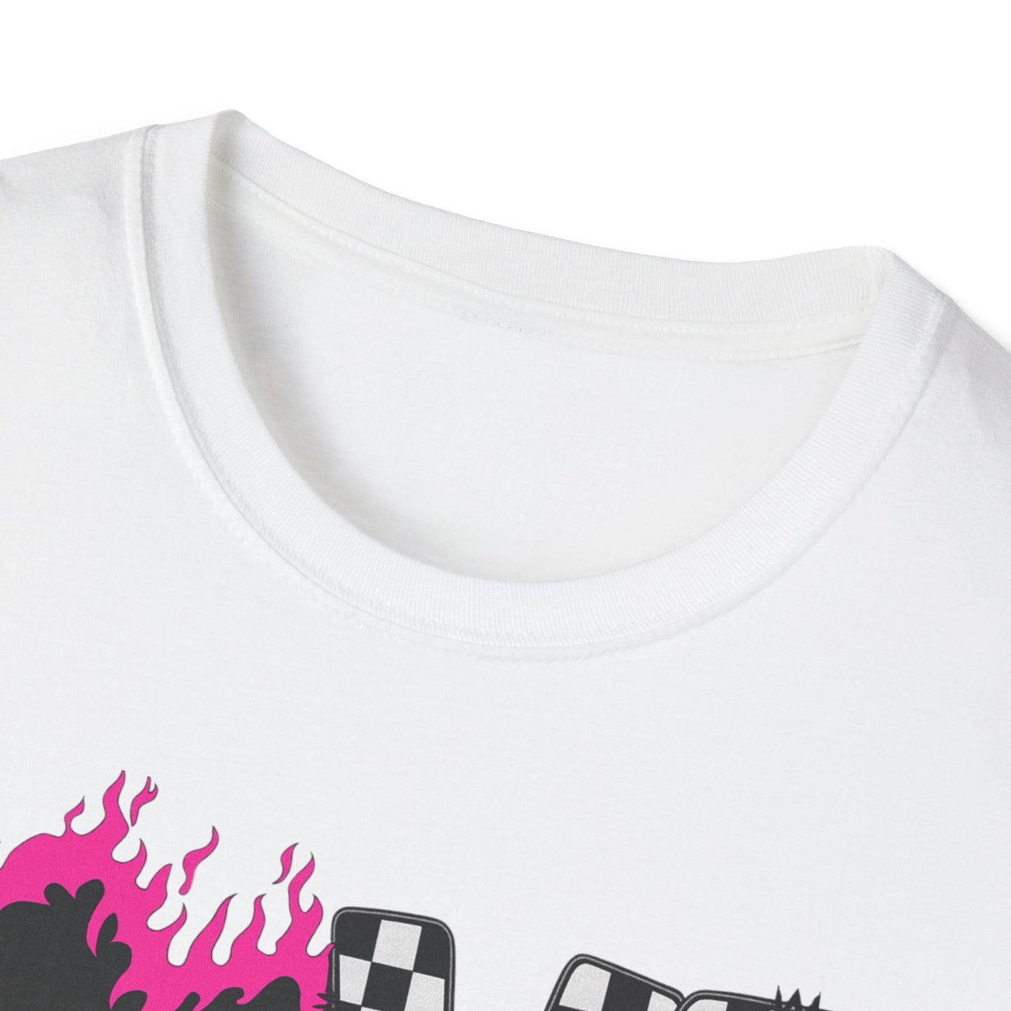 Love Checkerboard T-Shirt — Pink Flame Heart Graphic Tee