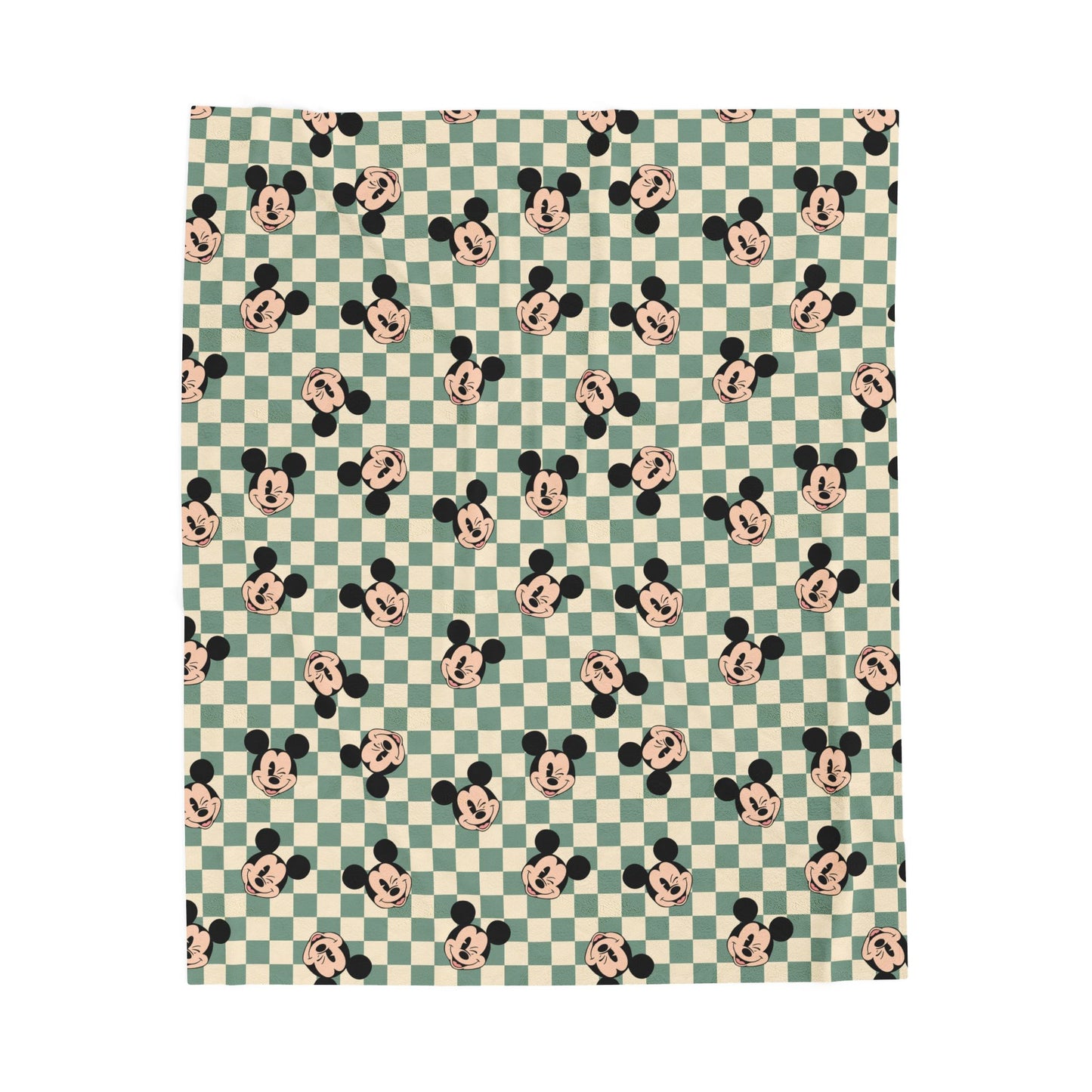 Mickey Checkered Velveteen Plush Blanket — Retro Disney Throw for Kids & Fans