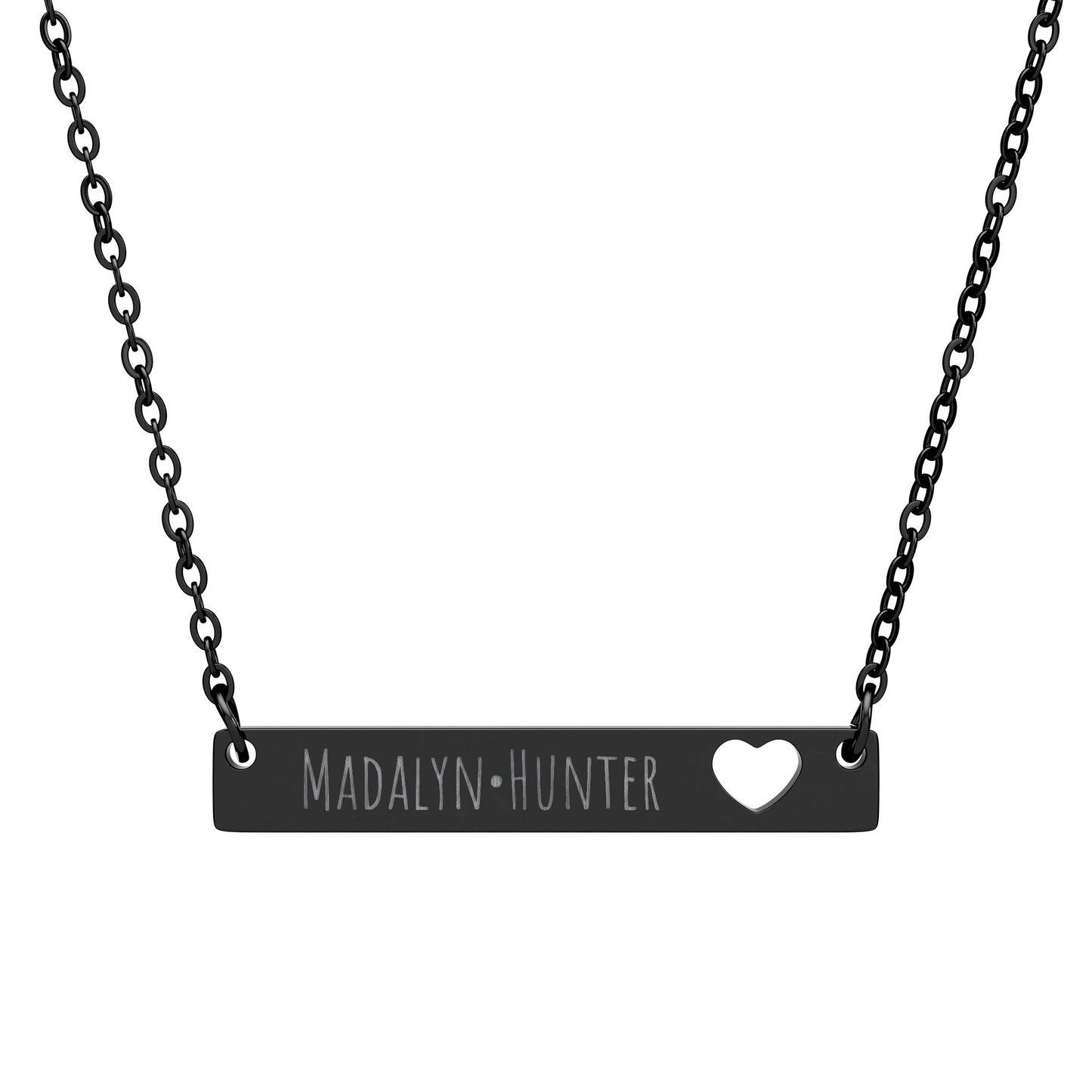 Engravable Cutout Heart Bar Necklace — Personalized Name or Message
