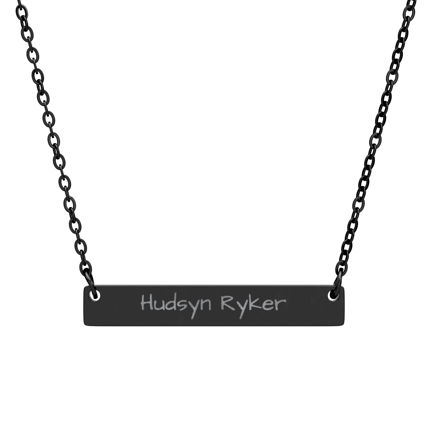 Engraved Horizontal Bar Necklace — Personalized Name Plate Pendant