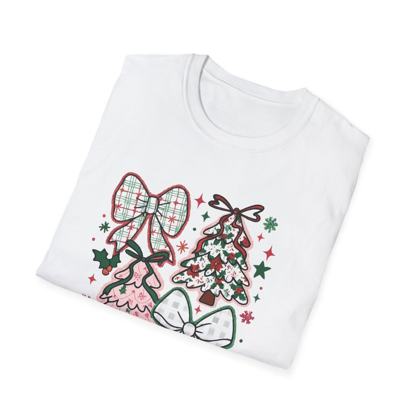 Christmas Tree Trio T-Shirt — Pink & Green Holiday Gift Tee