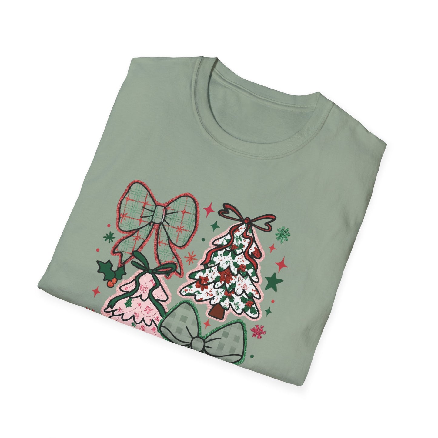 Christmas Tree Trio T-Shirt — Pink & Green Holiday Gift Tee