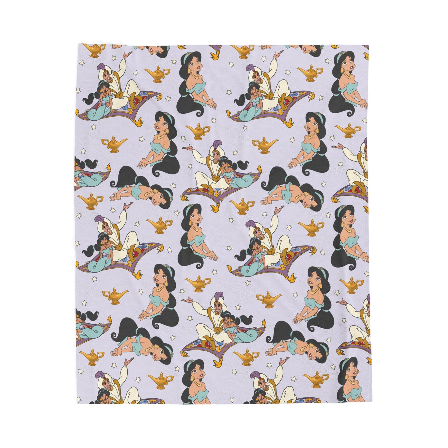 Velveteen Plush Blanket — Romantic Princess Aladdin Pattern Cozy Throw